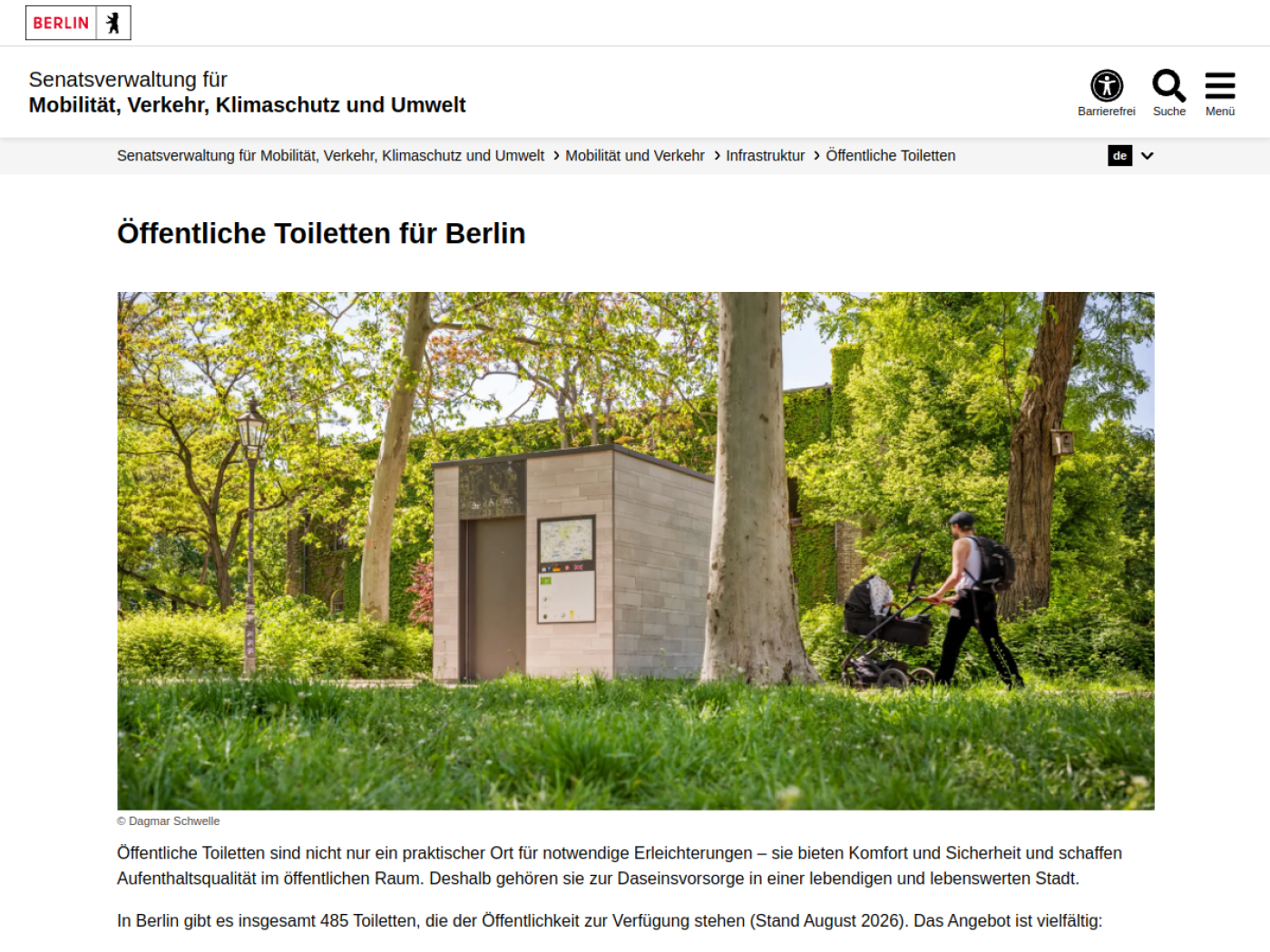 Website-Screenshot von Berliner Toilette