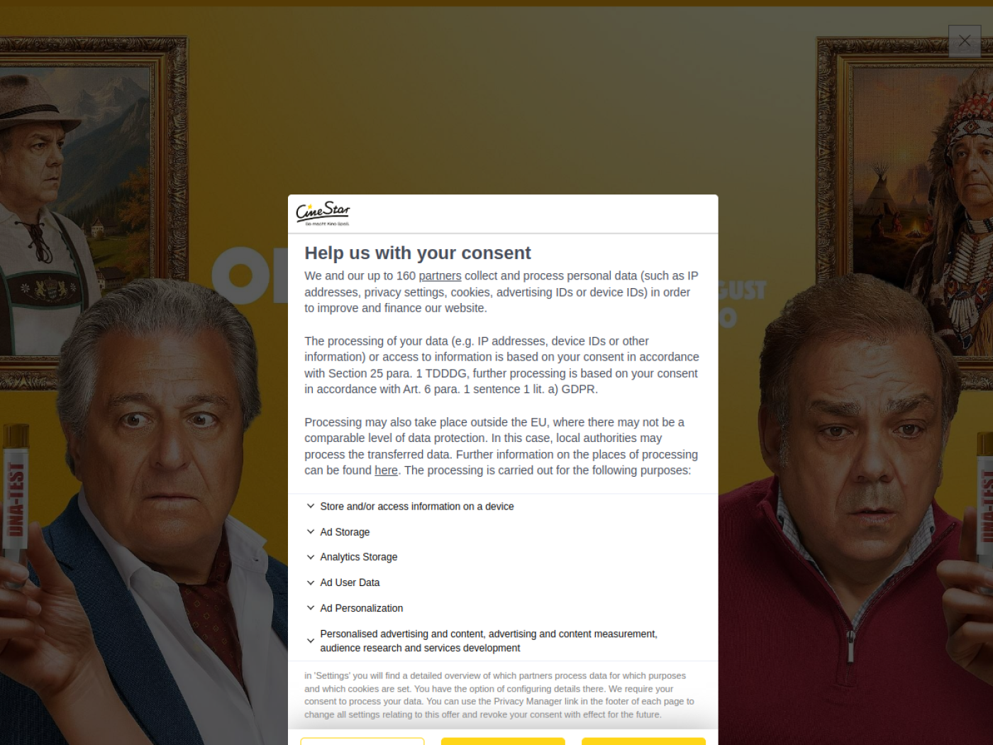 Website-Screenshot von CineStar