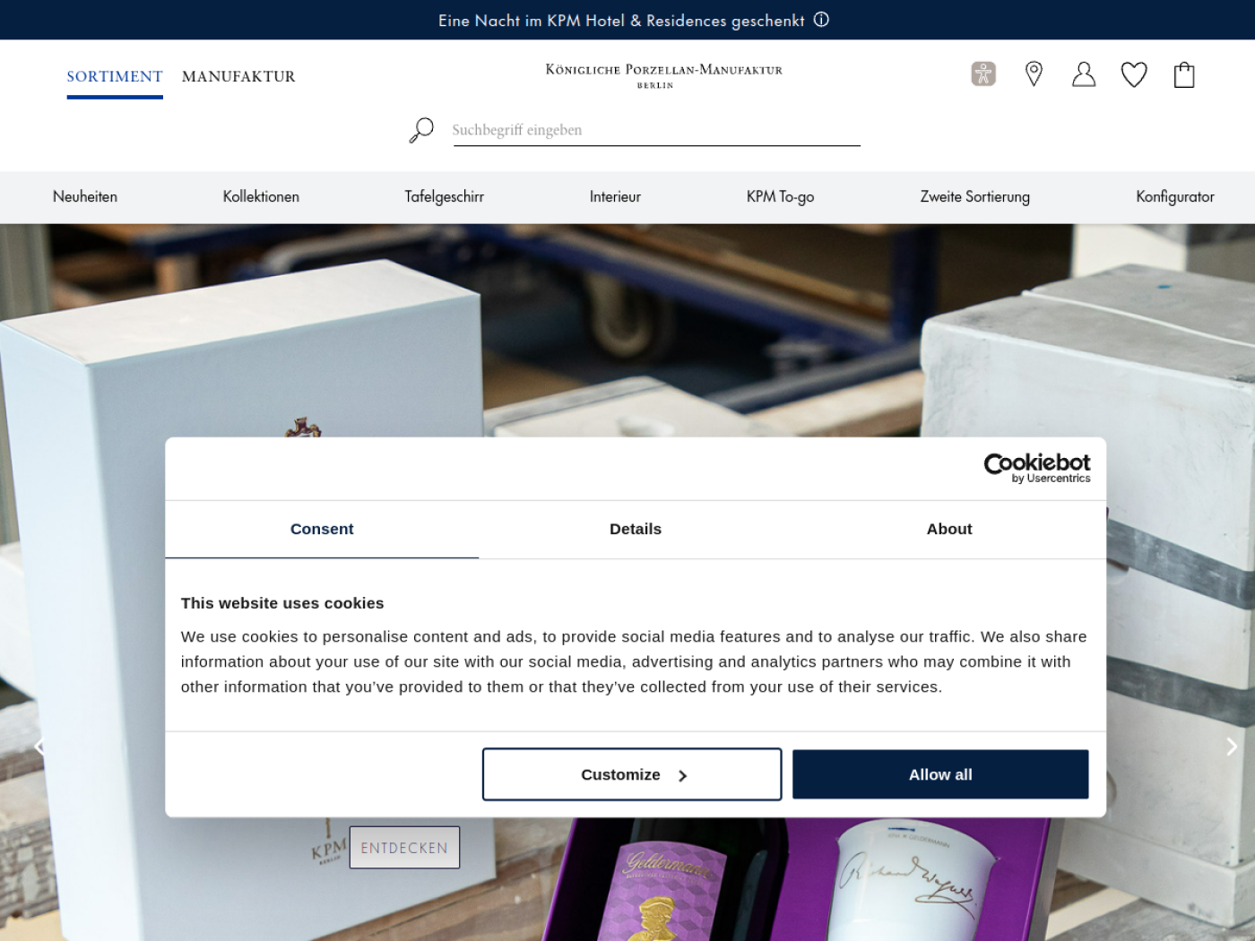 Website-Screenshot von Königliche Porzellan-Manufaktur Berlin