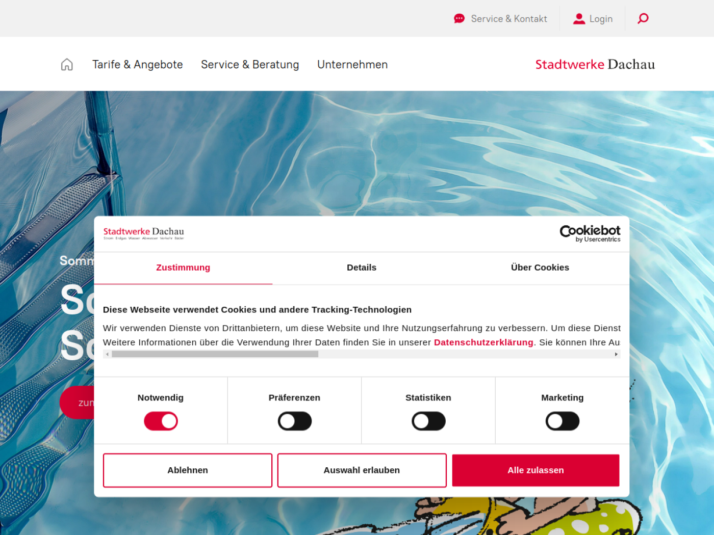 Website-Screenshot von Stadtwerke Dachau